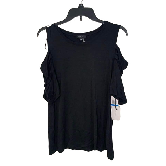 1.STATE Heritage Bloom Rich Black Cold Shoulder Top Size XL NEW - Picture 1 of 6
